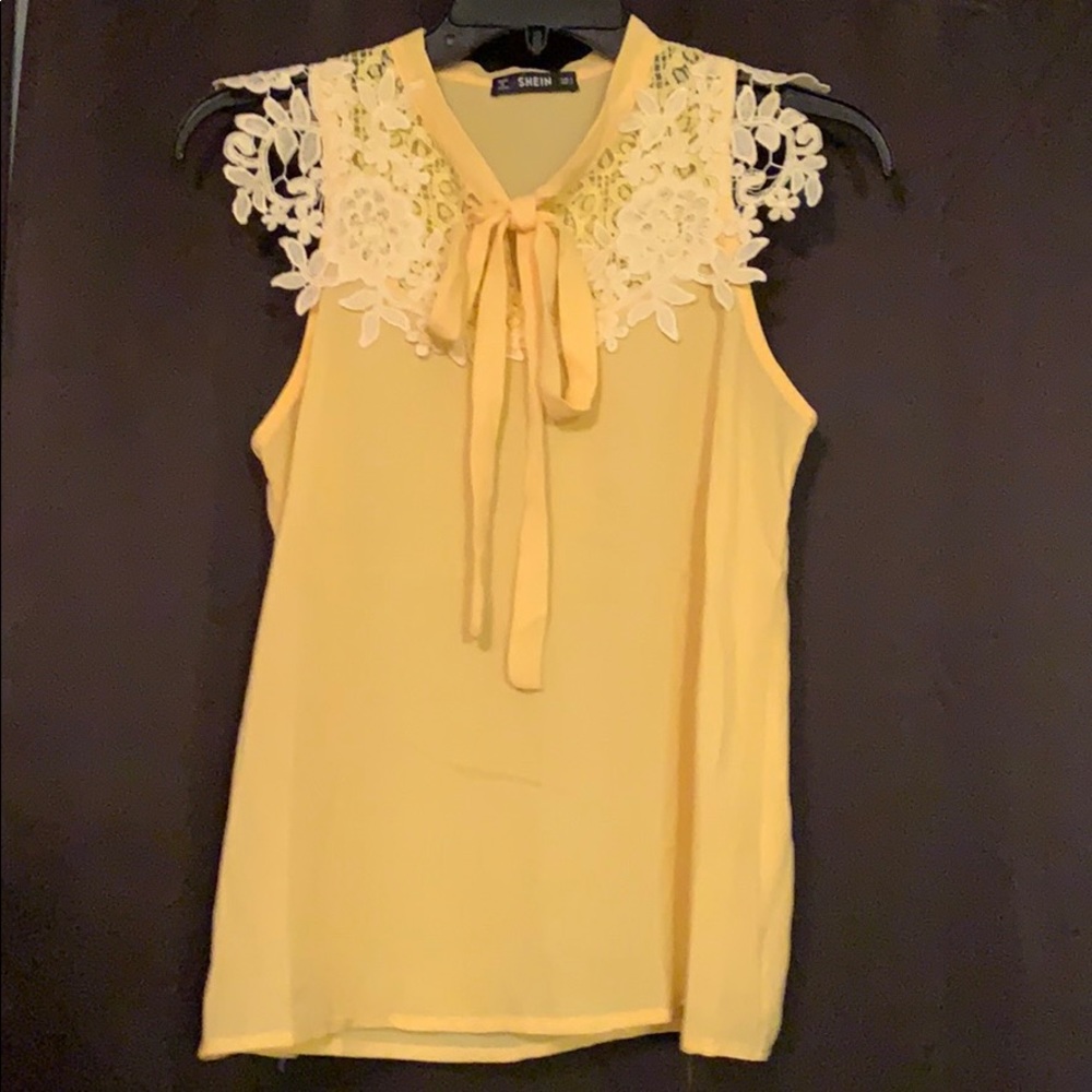 Yellow and lace tank top